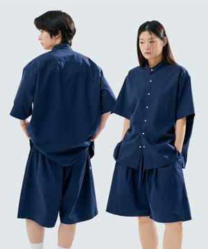 (uni) Lazed over short sleeve cotton navy