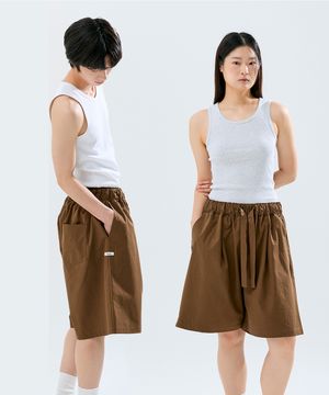 (uni) Lazed short pants cotton brown