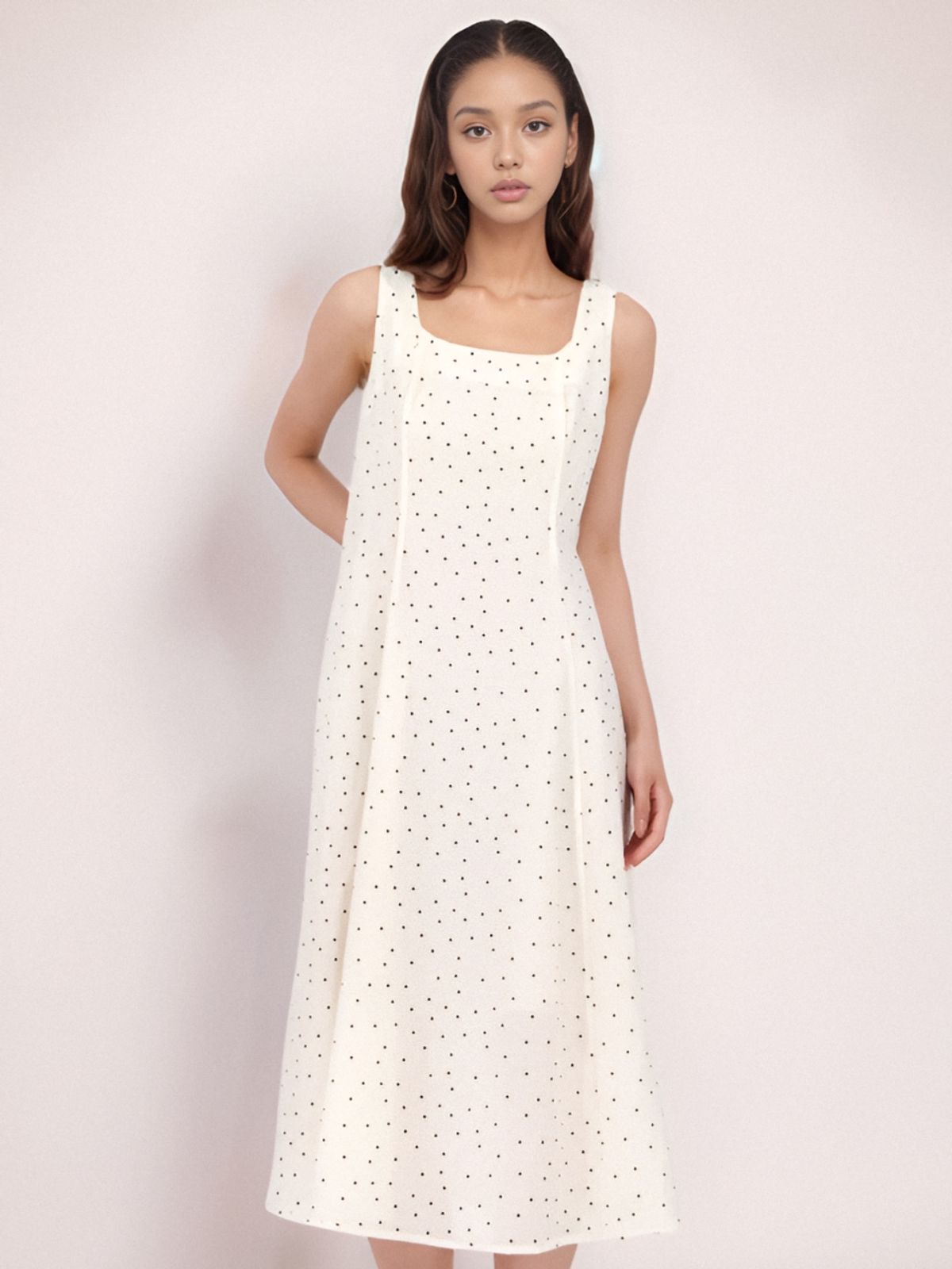 아쿠드(ACUD) Sleeveless Dot Dress _Ivory