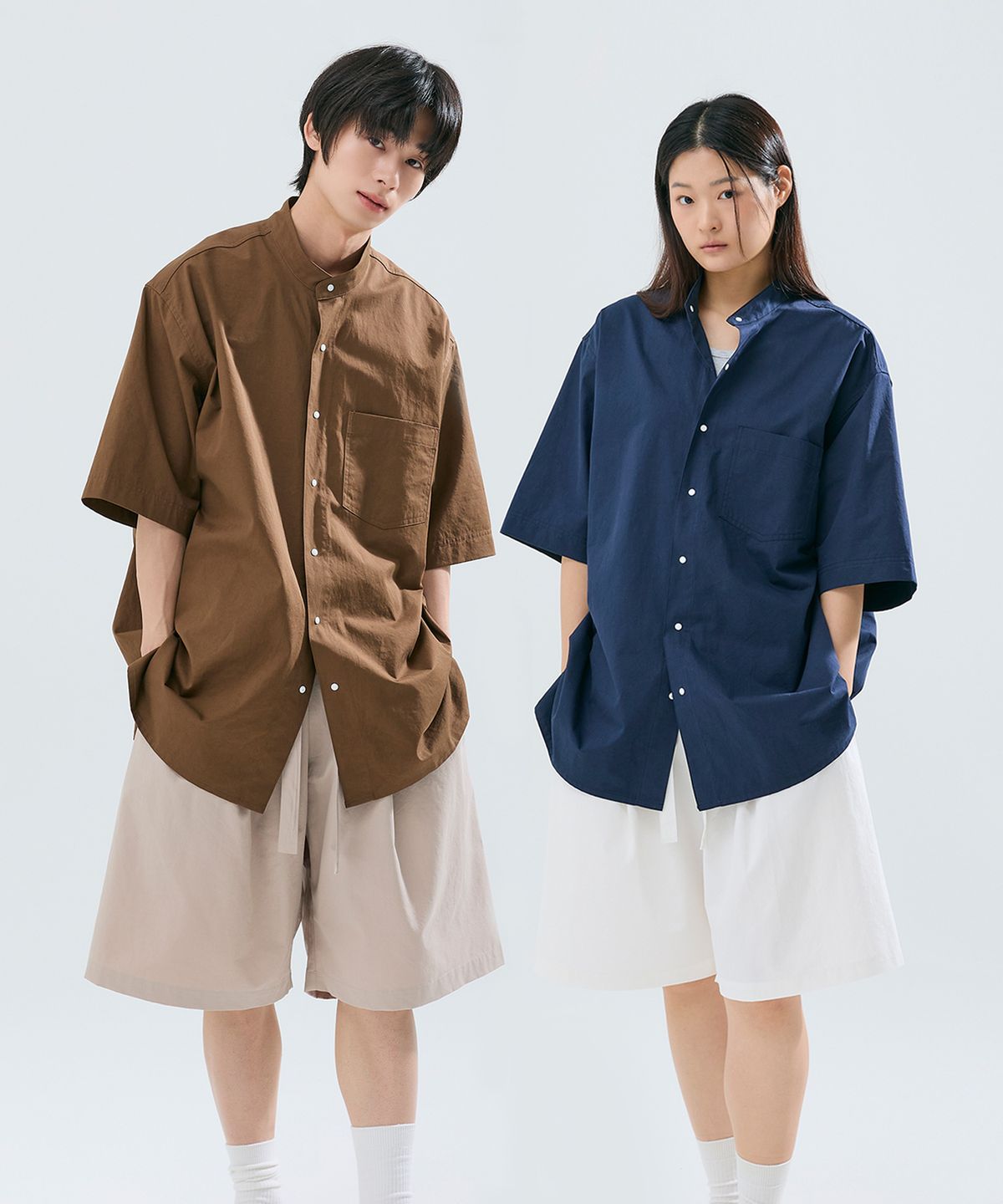 슬리피캣(SLEEPYCAT) [SET] (uni) Lazed over short sleeve & pants cotton (4color)