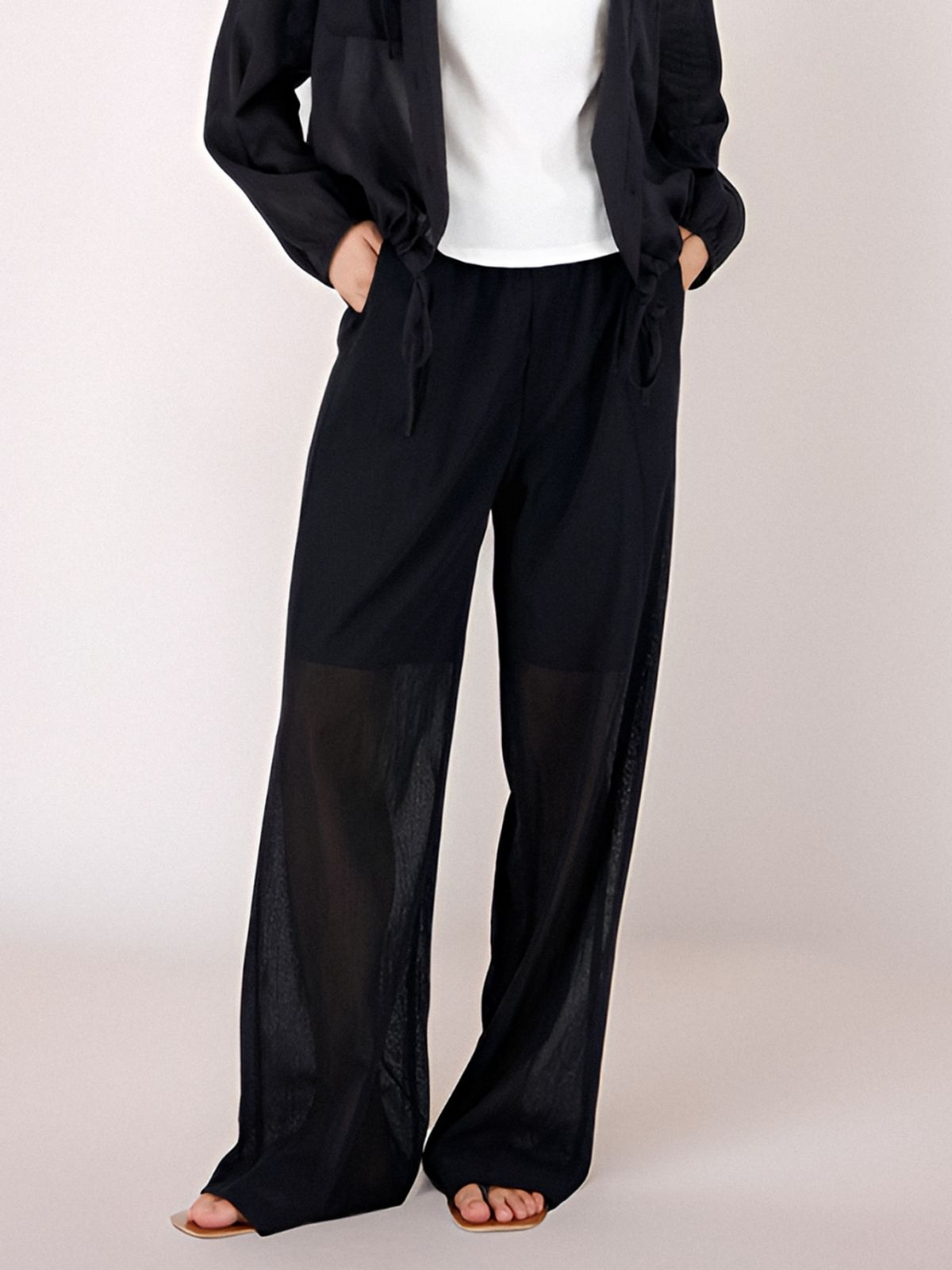 아쿠드(ACUD) Sheer Bending Slacks _Black