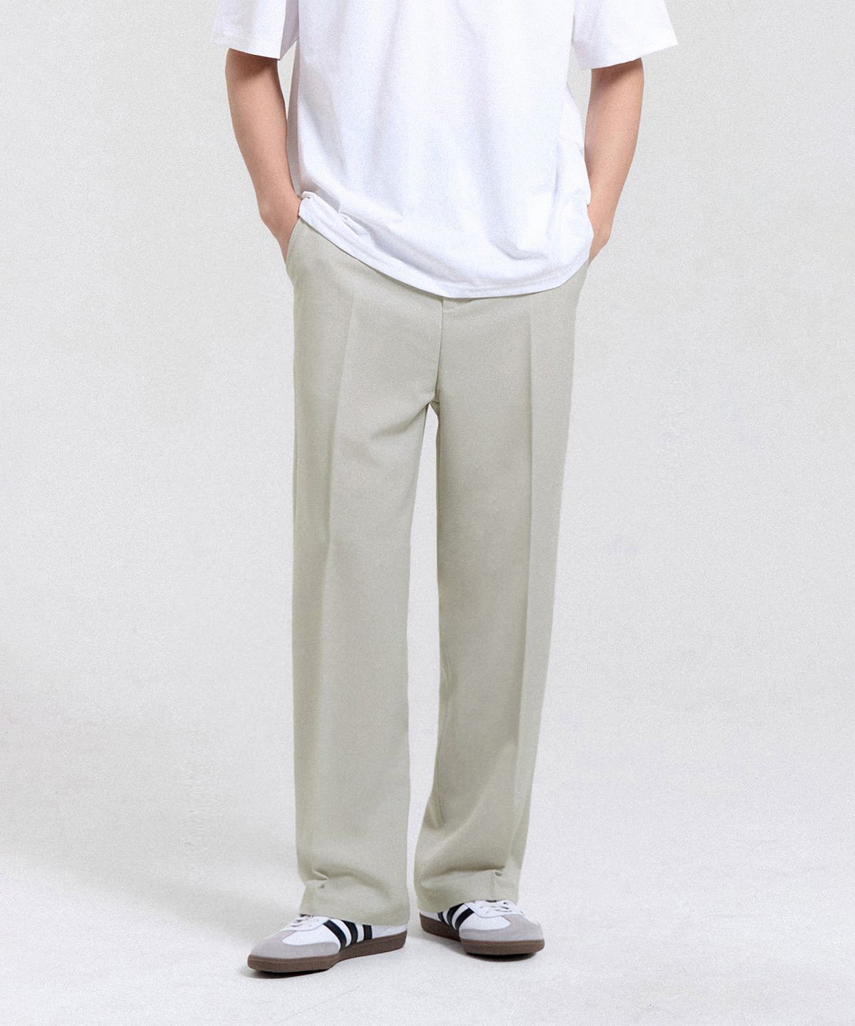 크레드먼스(CREEDMENS) 이지 세미 와이드 슬랙스 (Light Gray)