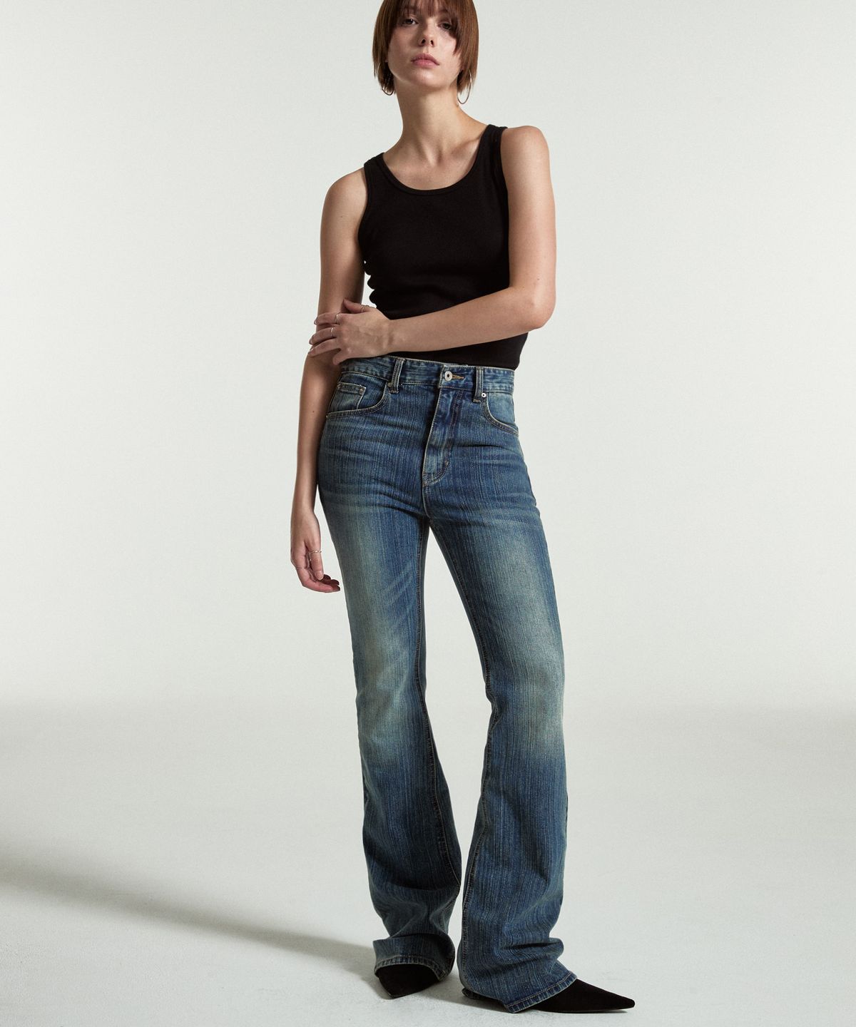 페이헤이(FEIHEI) High waist flare pants (Indigo)