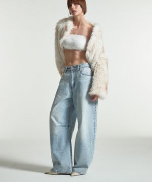 Barrel baggy fit denim pants (Light blue)