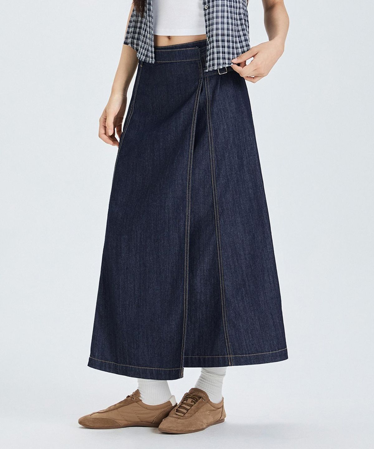 미쏘(MIXXO) 데님 롱 스커트_MIWWHF724J