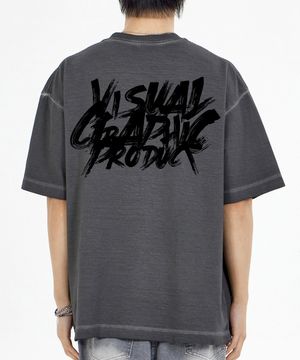 페인트 그래피티 로고 피그먼트 반팔티 차콜