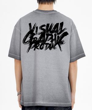 페인트 그래피티 로고 피그먼트 반팔티 그레이