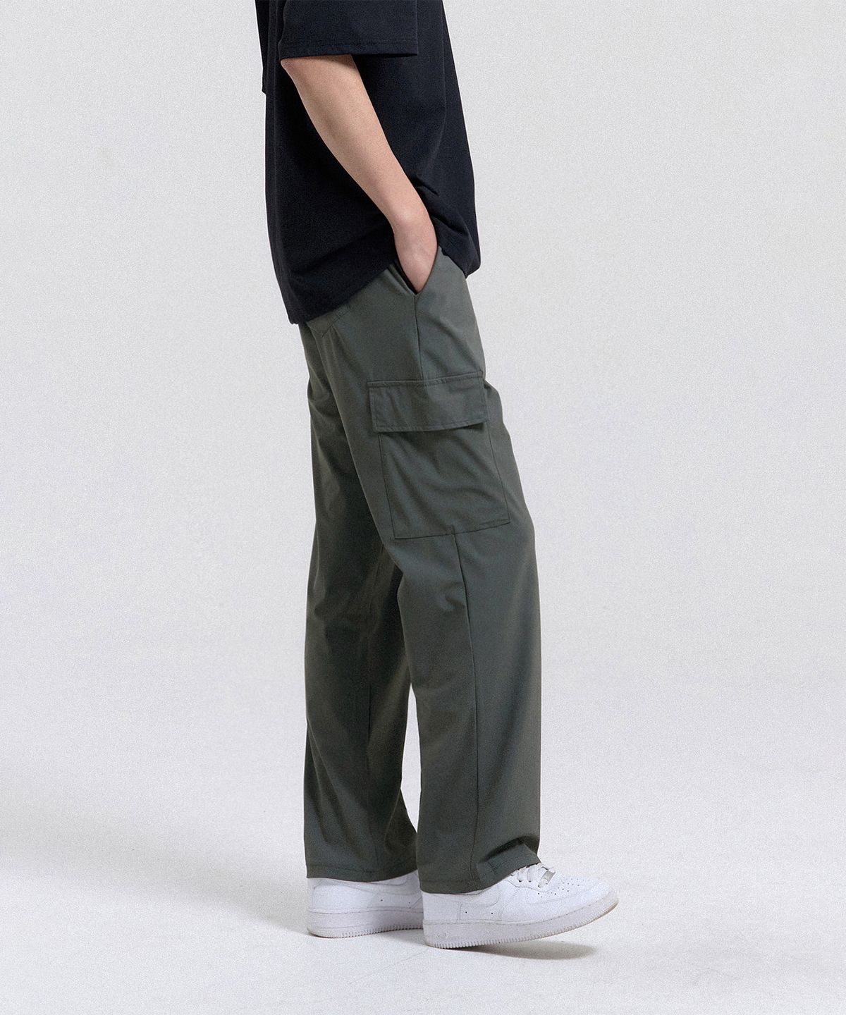 크레드먼스(CREEDMENS) 쿨링 세미 와이드 카고 팬츠 (Charcoal)