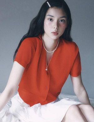 RE 올데이가디건 브이넥 반팔 가디건_RMCKF37R99