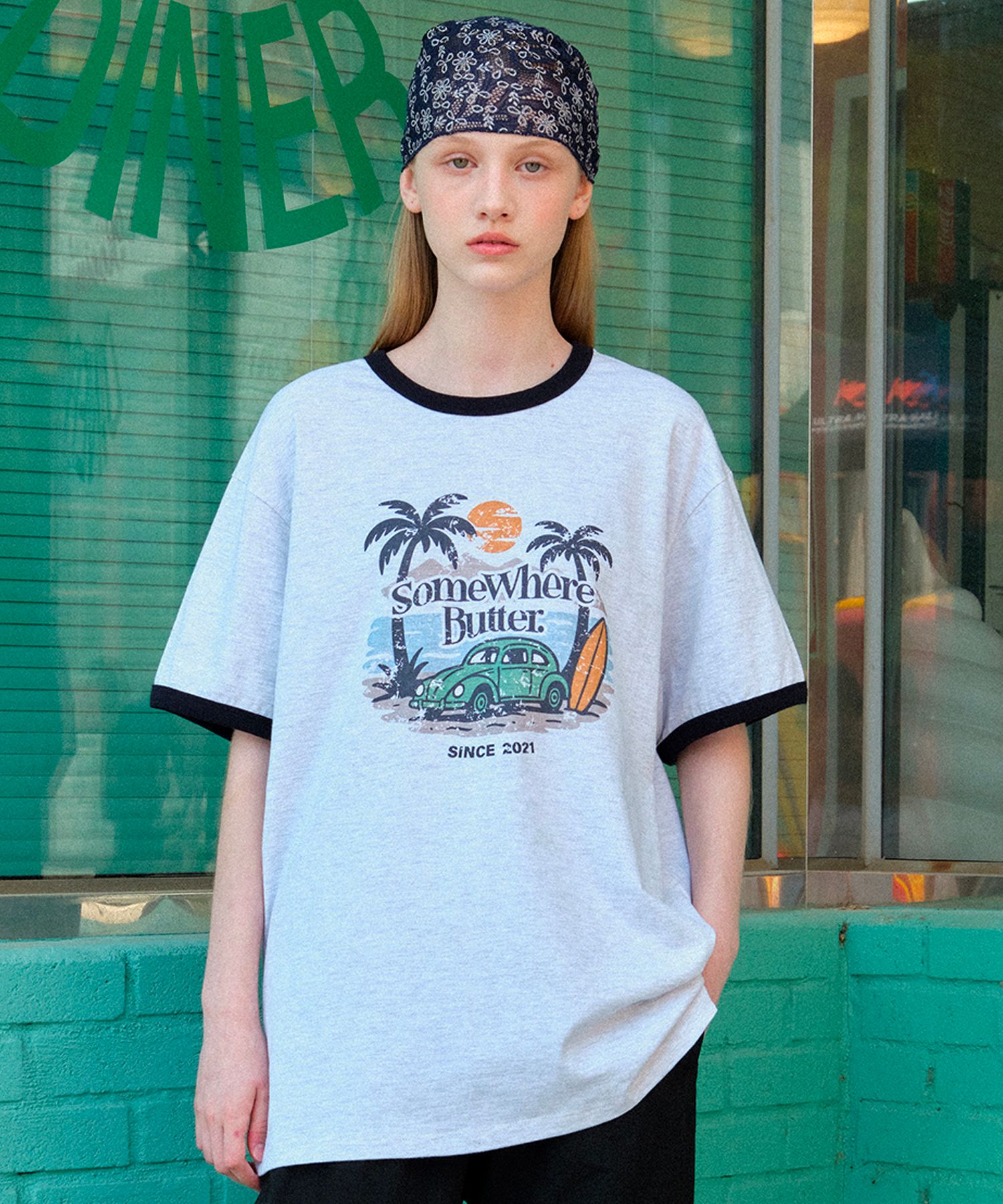 [SOMEWHERE BUTTER]★25SS★Vintage Car Wave Logo Over-Fit Top MUSINSA | SOMEWHEREBUTTER Vintage Car Wave Logo Over-Fit Top