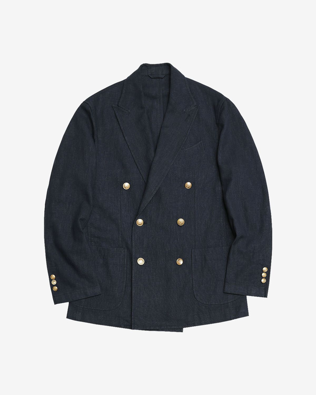 솔티(SORTIE) 6B Linen Washed Double Jacket (Navy)