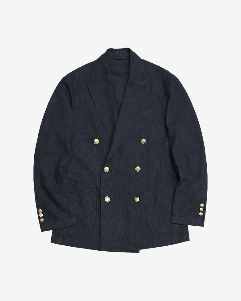 6B Linen Washed Double Jacket (Navy)