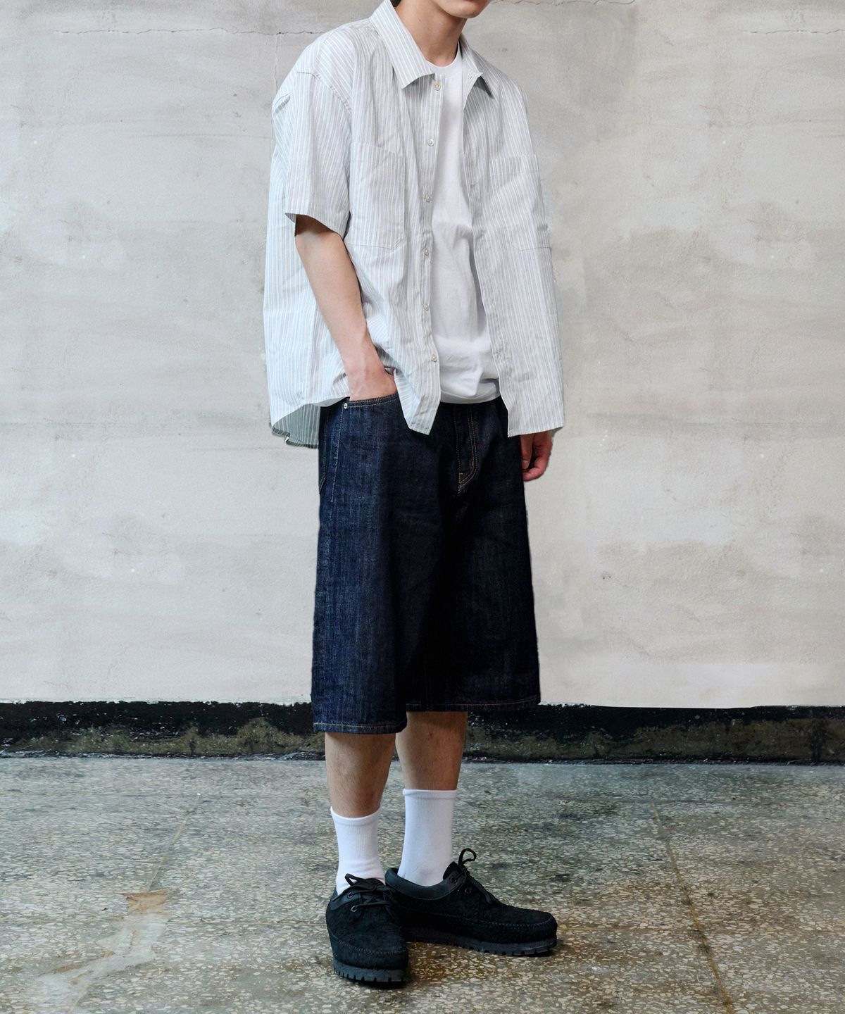 덴메이드(DENMADE) DEN0891 Mid-Indigo Selvedge Bermuda Pants