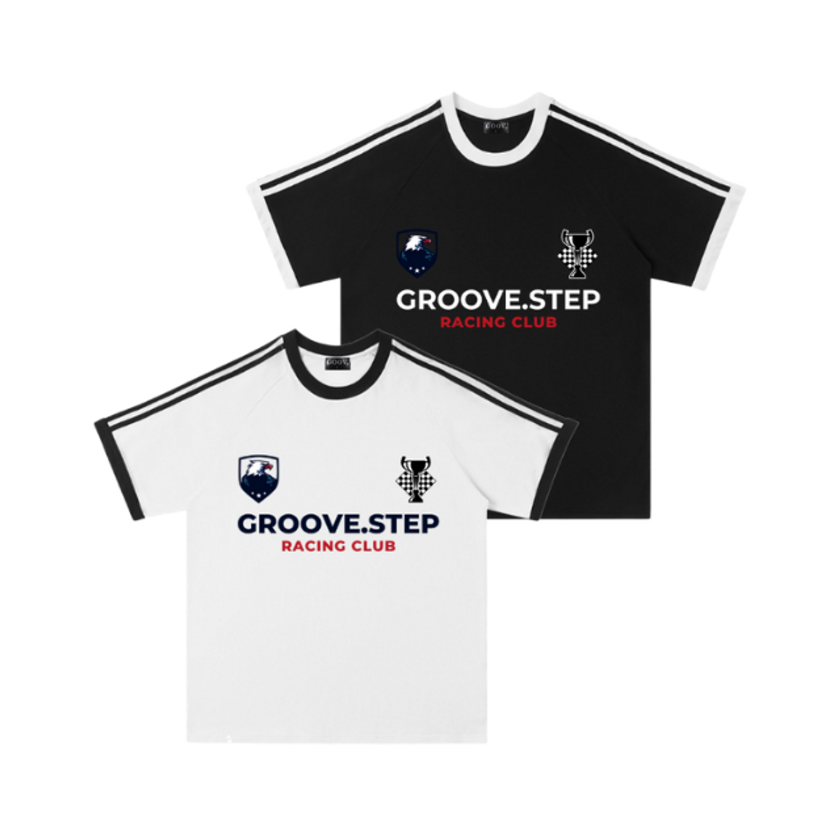 그루브스텝(GROOVESTEP) [2PACK]  삼선 아멜리아 라운드 반팔 티셔츠 S0031