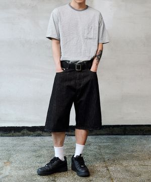 DEN0091 One Black Selvedge Bermuda Pants