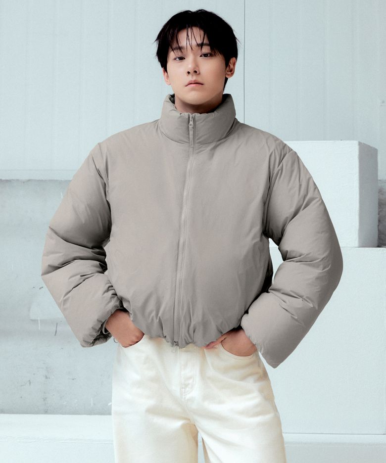 미니멀 다운 숏 패딩 재킷 [그레이쉬 베이지]