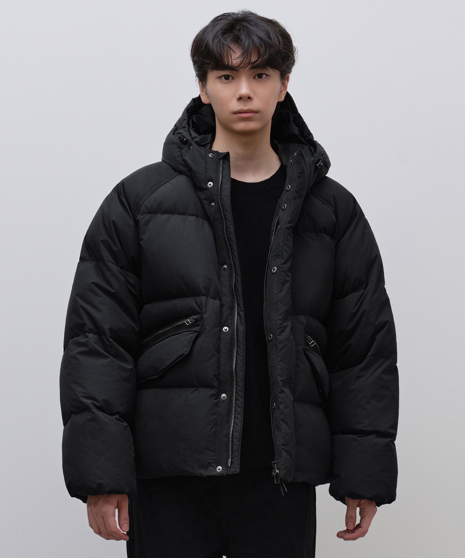 MUSINSA公式 | MUSINSA STANDARD ラグランフード付きダウンショート