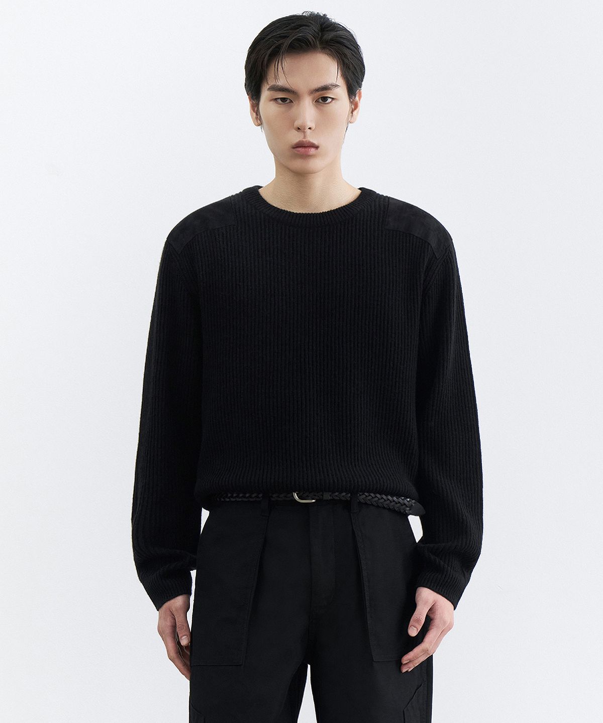무신사 스탠다드(MUSINSA STANDARD) 리브드 코만도 니트 [블랙]