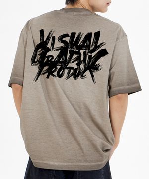 페인트 그래피티 로고 피그먼트 반팔티 브라운