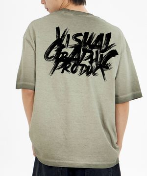 페인트 그래피티 로고 피그먼트 반팔티 카키