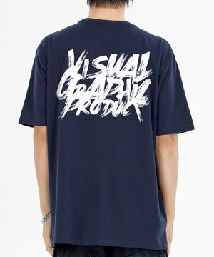 페인트 그래피티 로고 반팔티 네이비