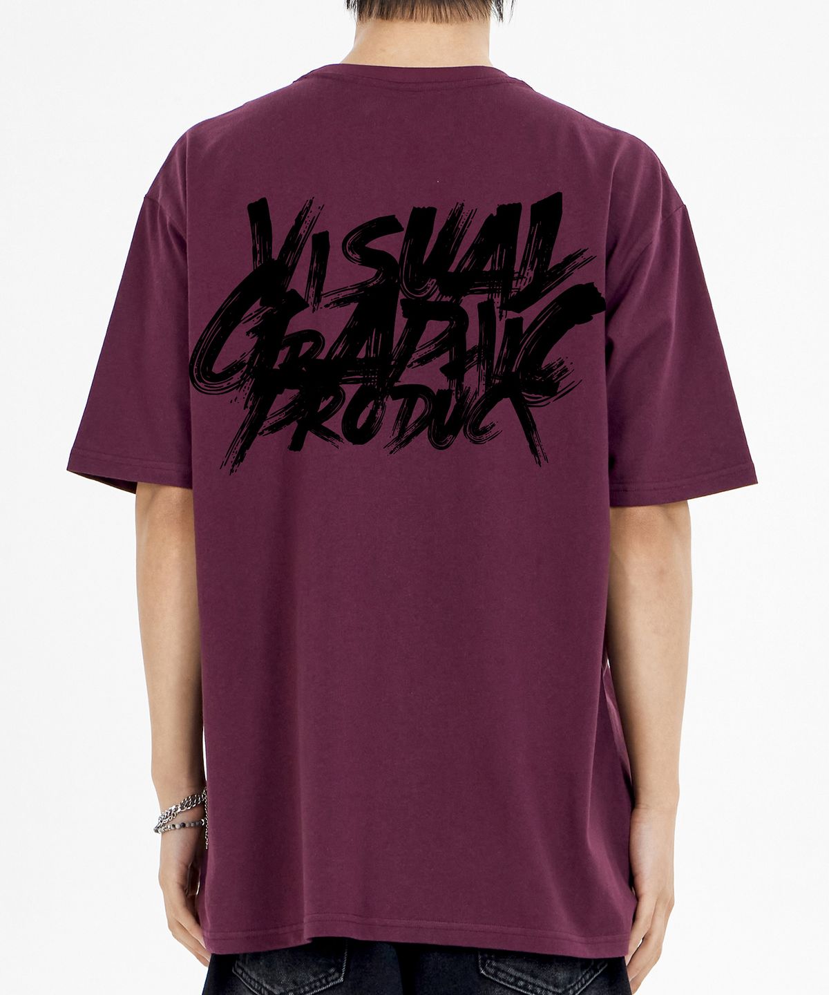 바이엘(BY.L) 페인트 그래피티 로고 반팔티 와인