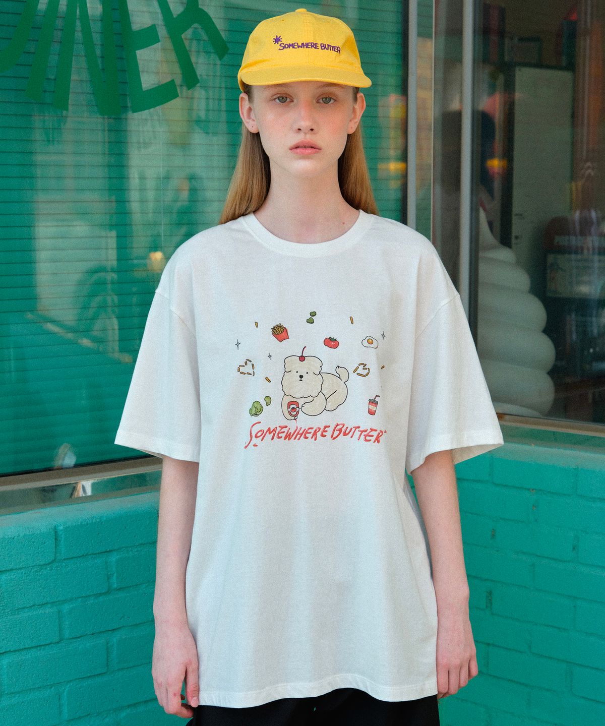 썸웨어버터(SOMEWHEREBUTTER) Ketchup Butteree Over-Fit Top - Ivory