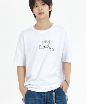 몬스터 고스트 반팔티 화이트