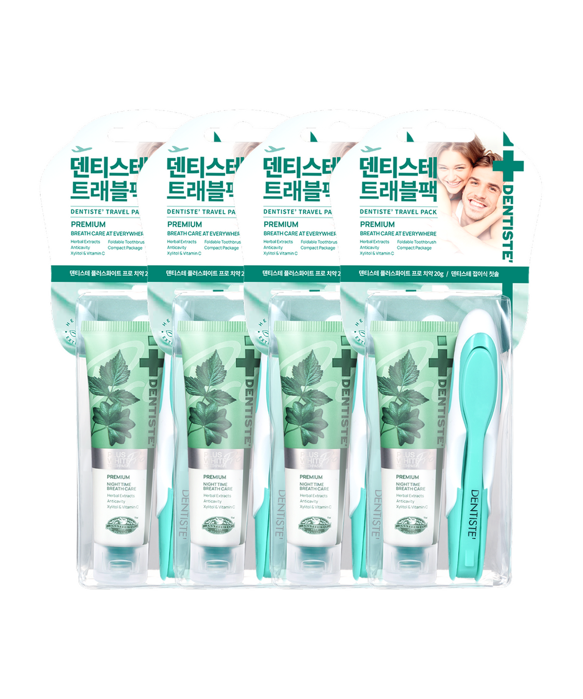 덴티스테(DENTISTE) 덴티스테 여행용 트래블팩 (치약칫솔구성) x 4개