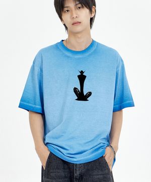 몬스터 드라큐라 피그먼트 반팔티 블루