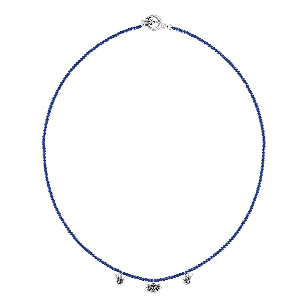 어나니머스아티즌(ANONYMOUS ARTISAN) Swallow & Flower Beads Necklace - Blue