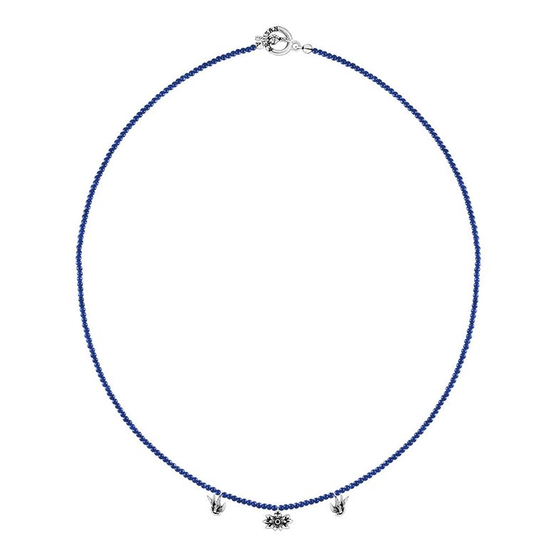 Swallow & Flower Beads Necklace - Blue