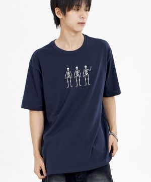 몬스터 스켈레톤 반팔티 네이비