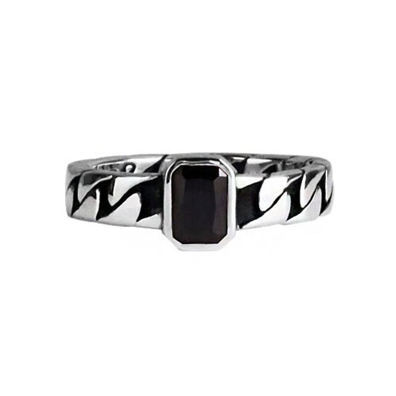Oldschool Chain Onyx Ring