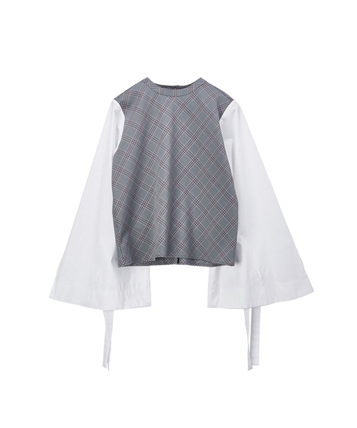 아바몰리(AVA MOLLI) Michael check mix blouse(Grey)