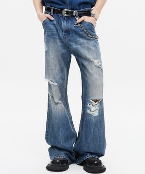 디스트로이드 플레어 데님 팬츠 블루