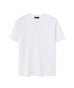 리브드 헨리넥 하프 슬리브 화이트