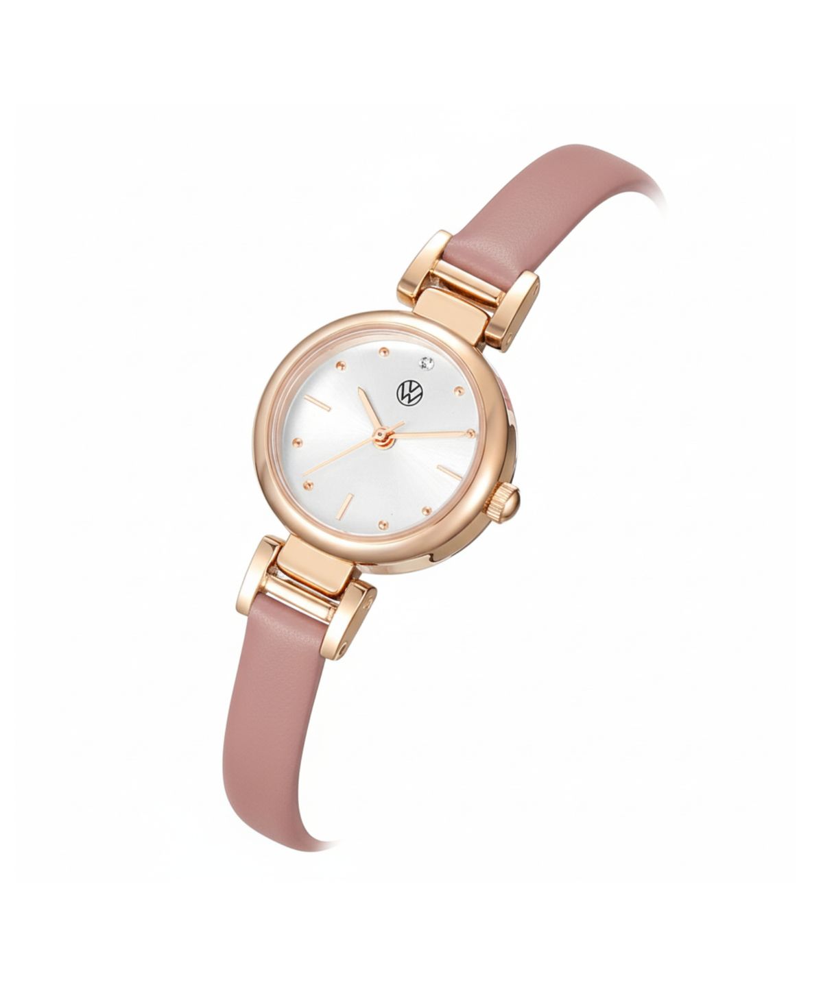 폭스바겐 와치(VOLKSVAGEN WATCH) 스와로브스키 스톤 사용 H 러그 여성 가죽시계 로즈골드