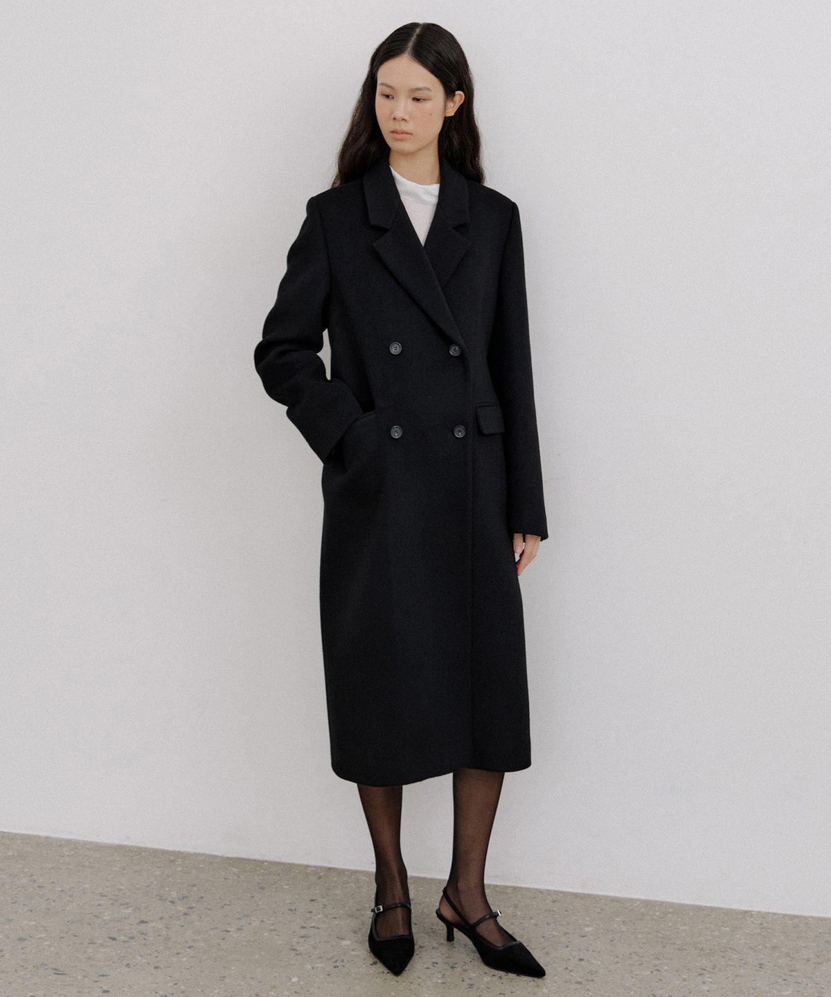 오떼뜨(OCTETTE) CASHMERE DOUBLE STAND LONG COAT_BLACK