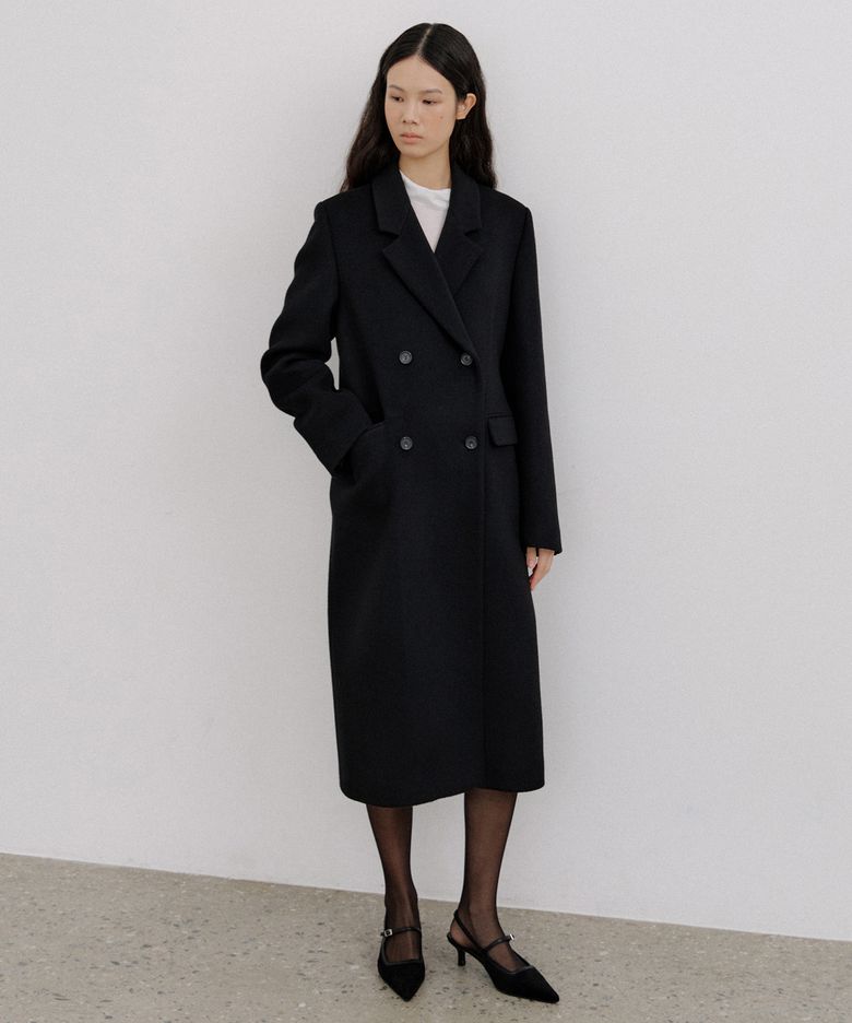 CASHMERE DOUBLE STAND LONG COAT_BLACK