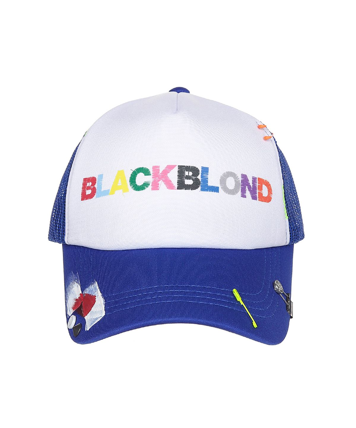 블랙블론드(BLACKBLOND) 비비디 언커버 컬러스 로고 트러커 매쉬 캡 (블루)