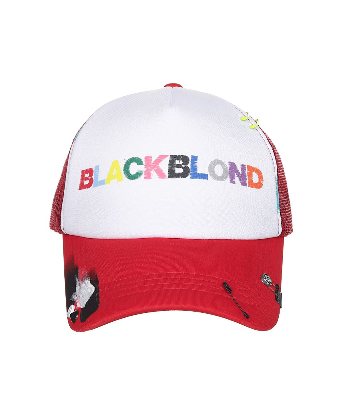 블랙블론드(BLACKBLOND) 비비디 언커버 컬러스 로고 트러커 매쉬 캡 (레드)