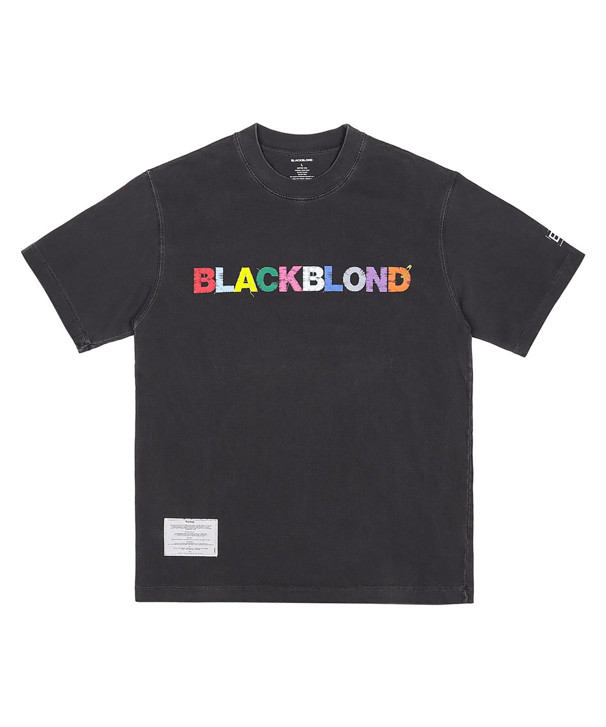 블랙블론드(BLACKBLOND) 비비디 언커버 컬러스 로고 피그먼트 반팔티 (빈티지 블랙)