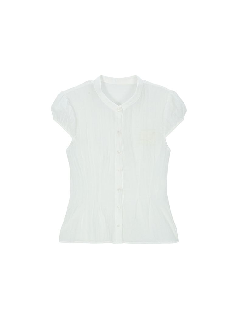 Sheer cap sleeve blouse - white
