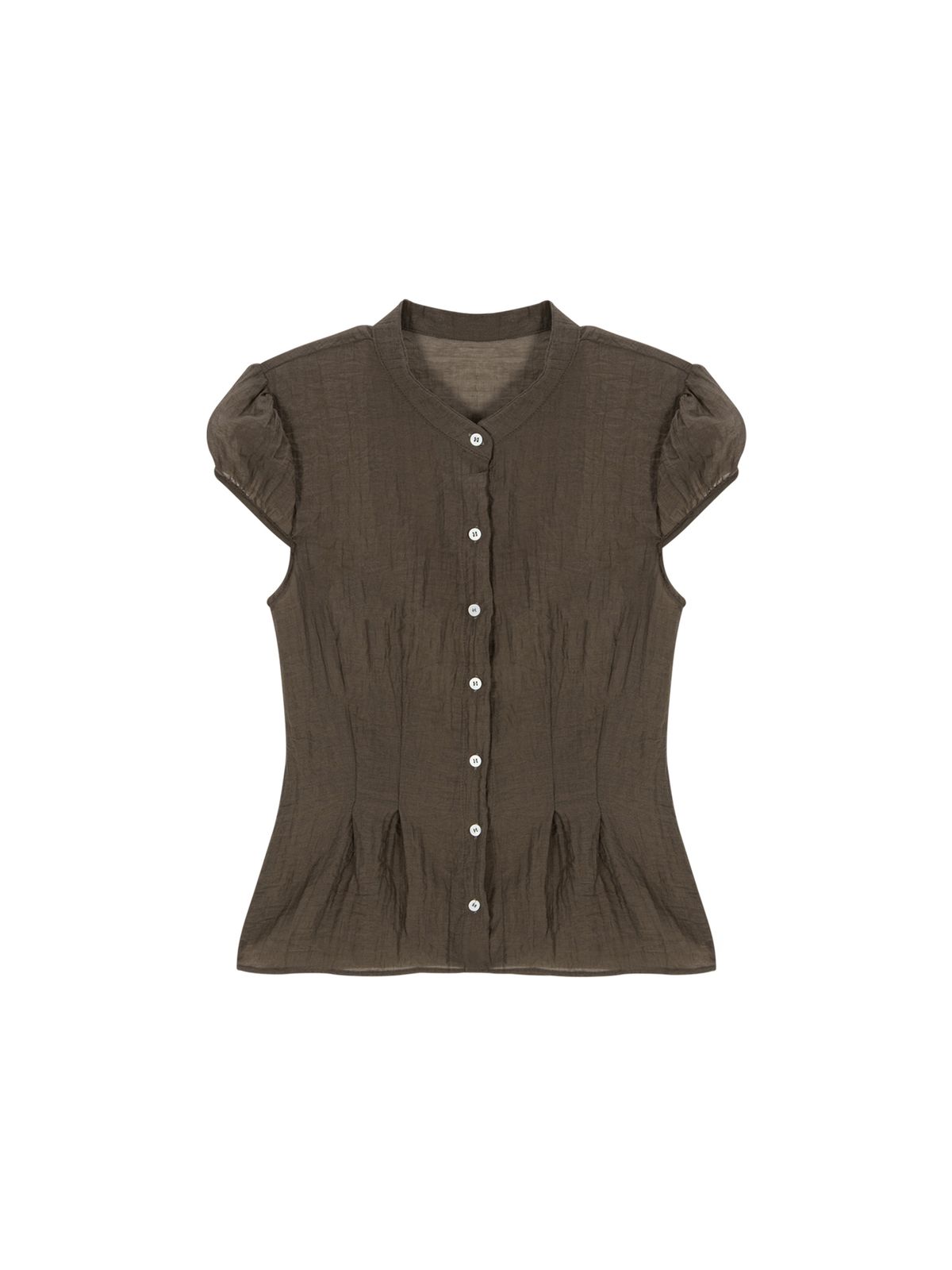 샐러드바구니(SALAD BAGUNI) Sheer cap sleeve blouse - brown