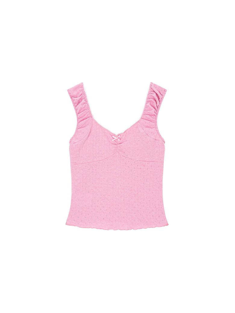 Frill lace cap sleeve - pink