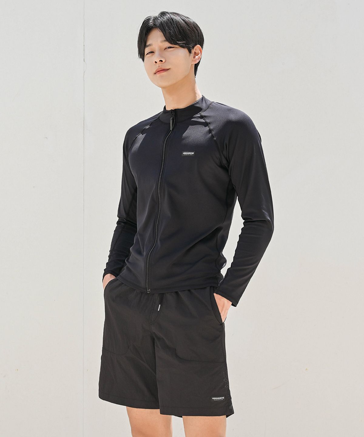 헤링본(HERRINGBONE) [SET] 남성 래쉬가드세트 레귤러핏 집업 긴팔 & 스윔팬츠 RF338 AF308