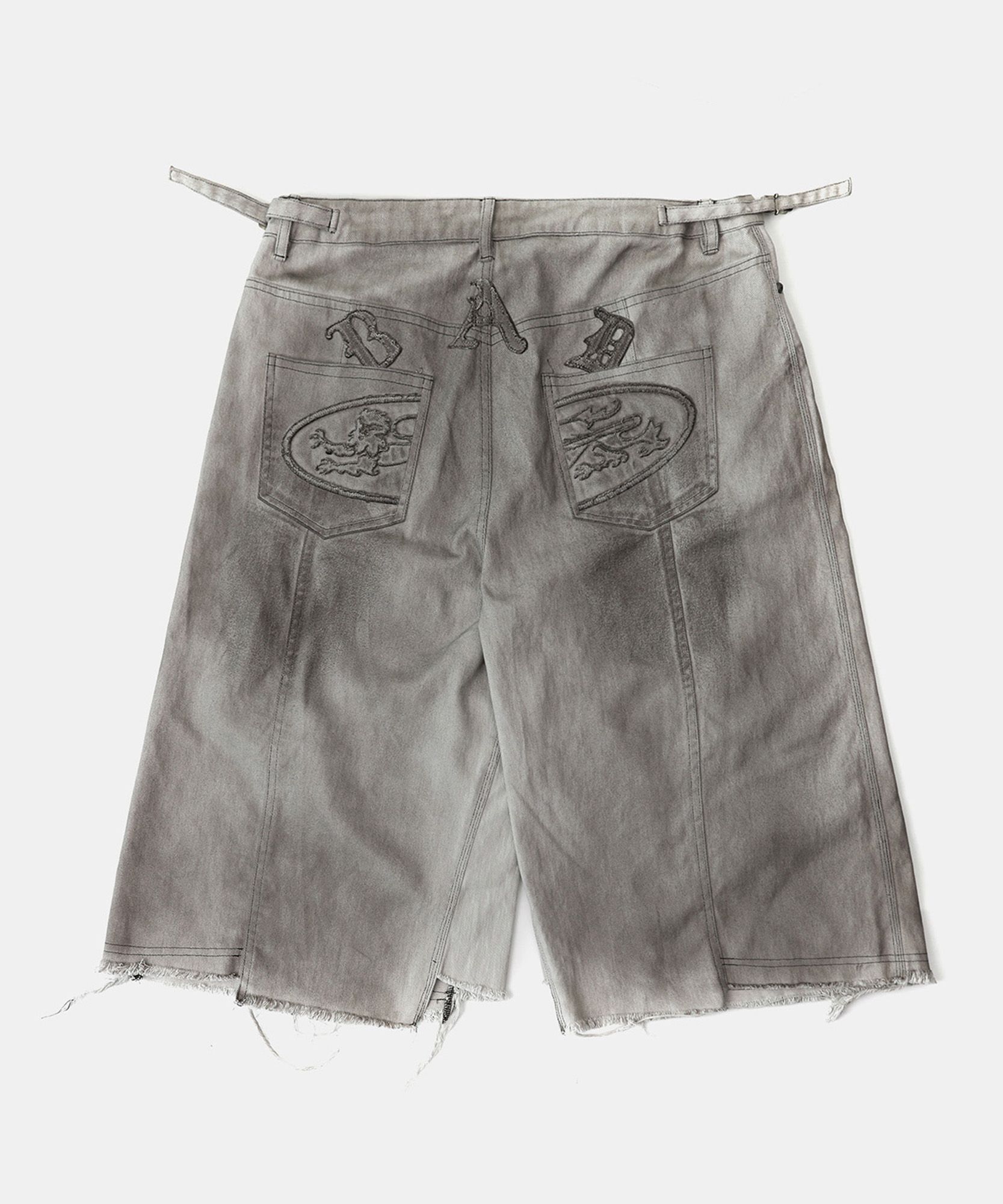 ◆BADBLOOD◆ Lion Patch Bermuda Denim Pants Black w-srt25-01 MUSINSA | BADBLOOD Lion Patch Bermuda Denim Pants - Black