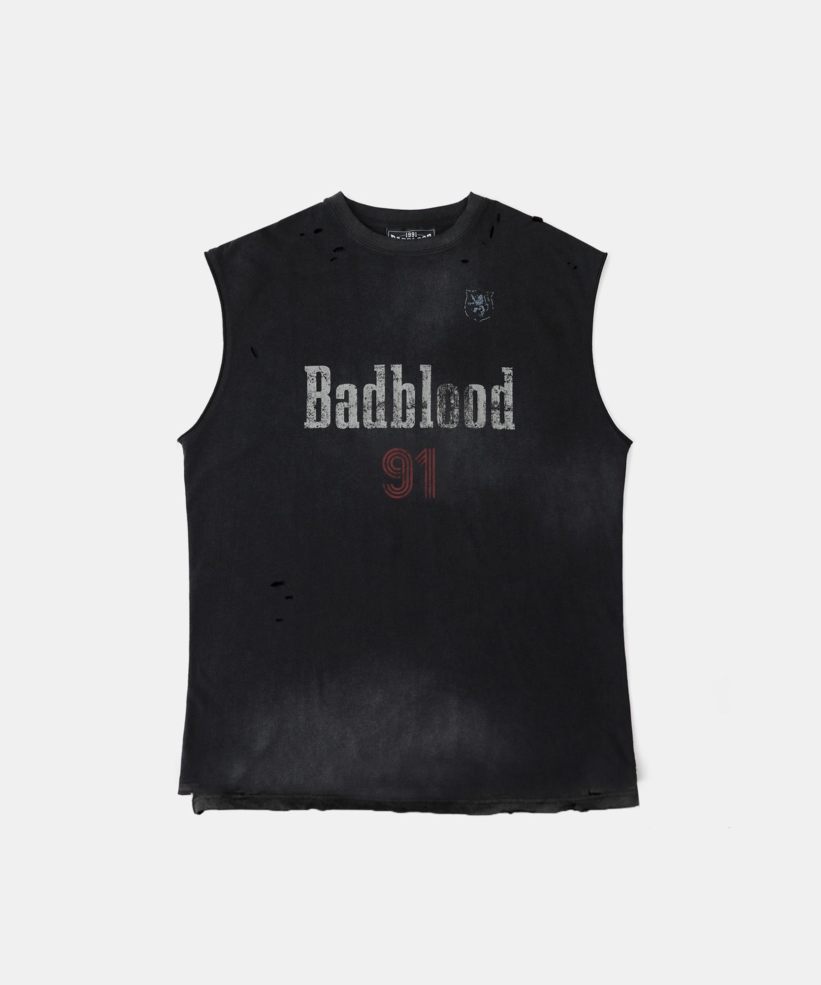 MUSINSA | BADBLOOD Sun Faded 2 Cut Off Tee - Black
