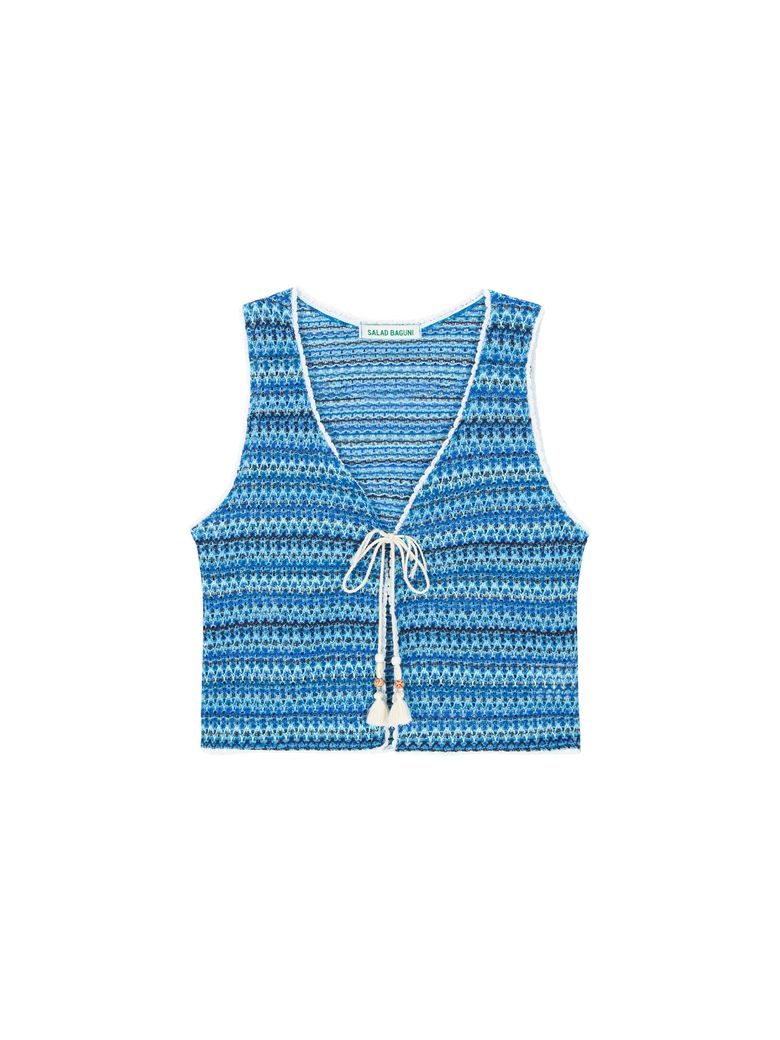 Lace jacquard vest - blue